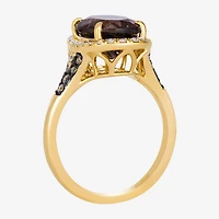 Le Vian Grand Sample Sale Le Vian Grand Sample Sale (I1 / Champagne) Womens 1/3 CT. Genuine Brown Quartz 14K Gold Oval Halo Side Stone Cocktail Ring