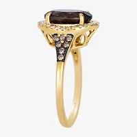 Le Vian Grand Sample Sale Le Vian Grand Sample Sale (I1 / Champagne) Womens 1/3 CT. Genuine Brown Quartz 14K Gold Oval Halo Side Stone Cocktail Ring