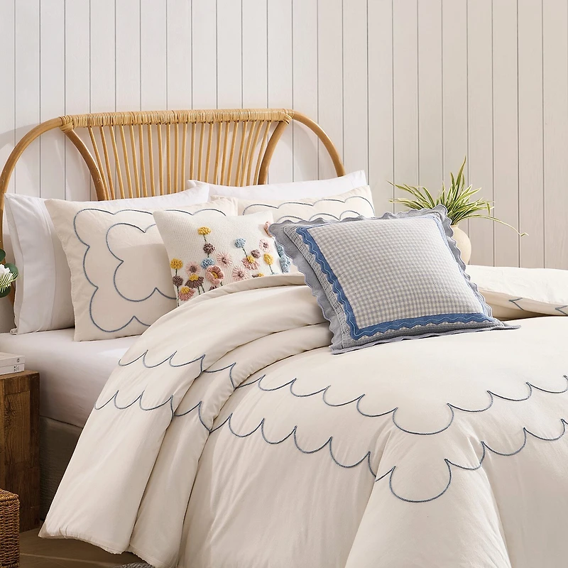 Peri Home Daydream Scallop 3-pc. Embroidered Duvet Cover Set