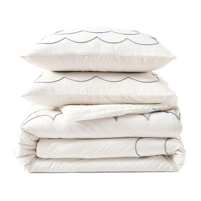 Peri Home Daydream Scallop 3-pc. Embroidered Duvet Cover Set