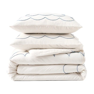 Peri Home Daydream Scallop 3-pc. Embroidered Duvet Cover Set