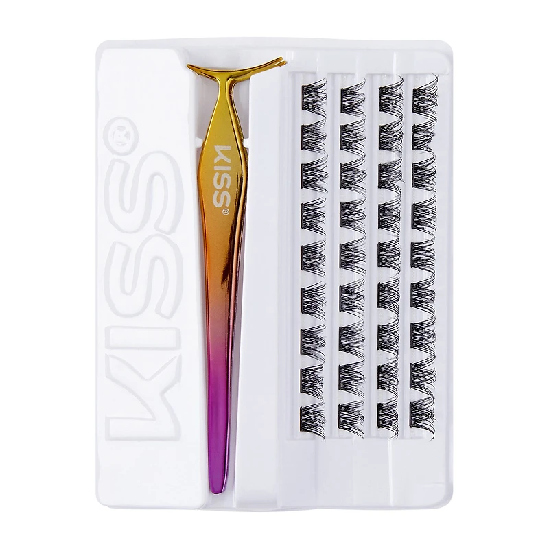 Kiss Lashes Impress Press-On Falsies Eyelash Clusters Kit Voluminous