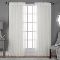 Exclusive Home Curtains Belgian Pinch Pleat Sheer Set of 2 Curtain Panel
