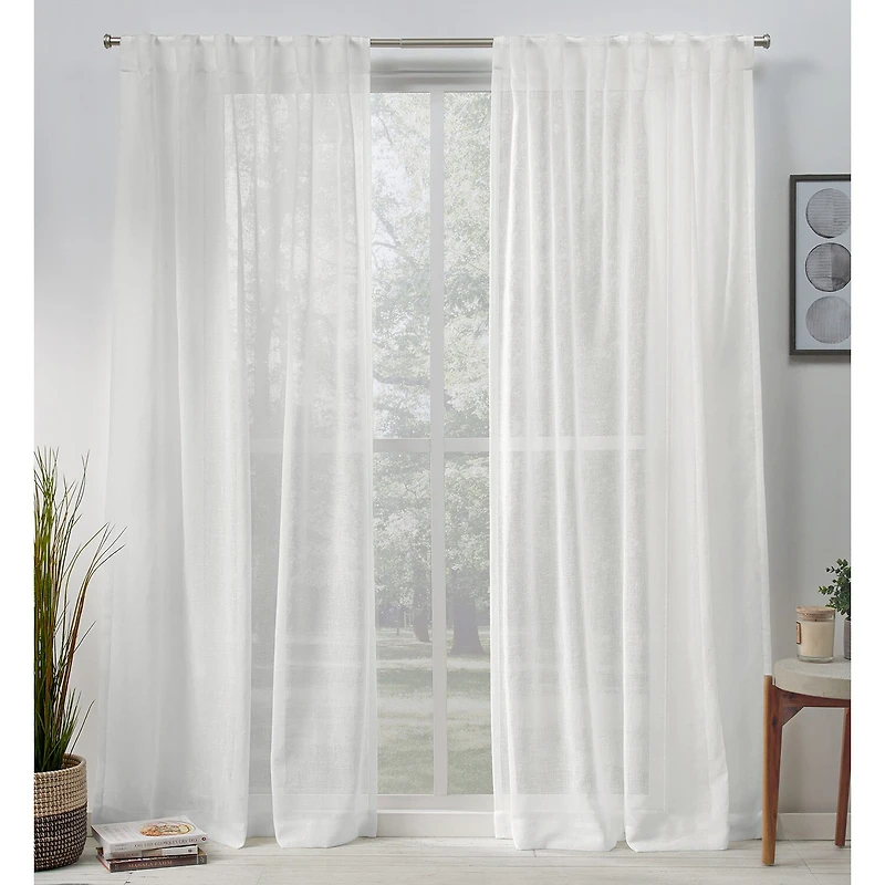Exclusive Home Curtains Belgian Tab Top Sheer Set of 2 Curtain Panel