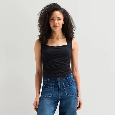 a.n.a Womens Tall Square Neck Sleeveless Blouse