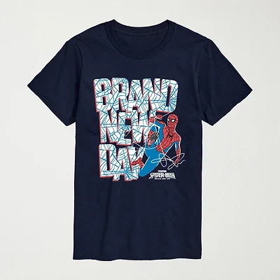 Brand New Day Web Mens Crew Neck Short Sleeve Regular Fit Spiderman Big and Tall Graphic T-Shirt