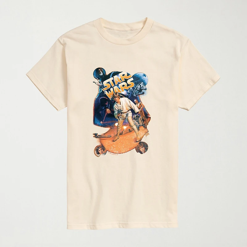 Luke Skywalker Mens Crew Neck Short Sleeve Regular Fit Star Wars Big and Tall Graphic T-Shirt