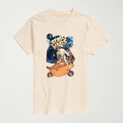 Luke Skywalker Mens Crew Neck Short Sleeve Regular Fit Star Wars Big and Tall Graphic T-Shirt