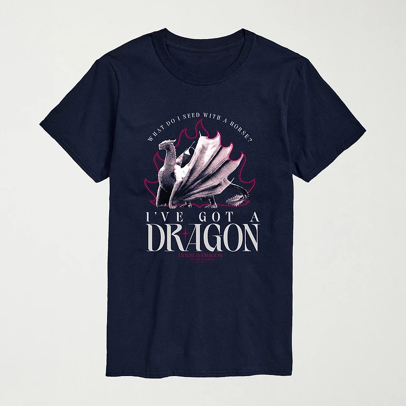 I Have A Dragon Mens Crew Neck Short Sleeve Regular Fit Big and Tall Graphic T-Shirt