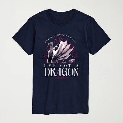 I Have A Dragon Mens Crew Neck Short Sleeve Regular Fit Big and Tall Graphic T-Shirt