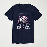 I Have A Dragon Mens Crew Neck Short Sleeve Regular Fit Big and Tall Graphic T-Shirt