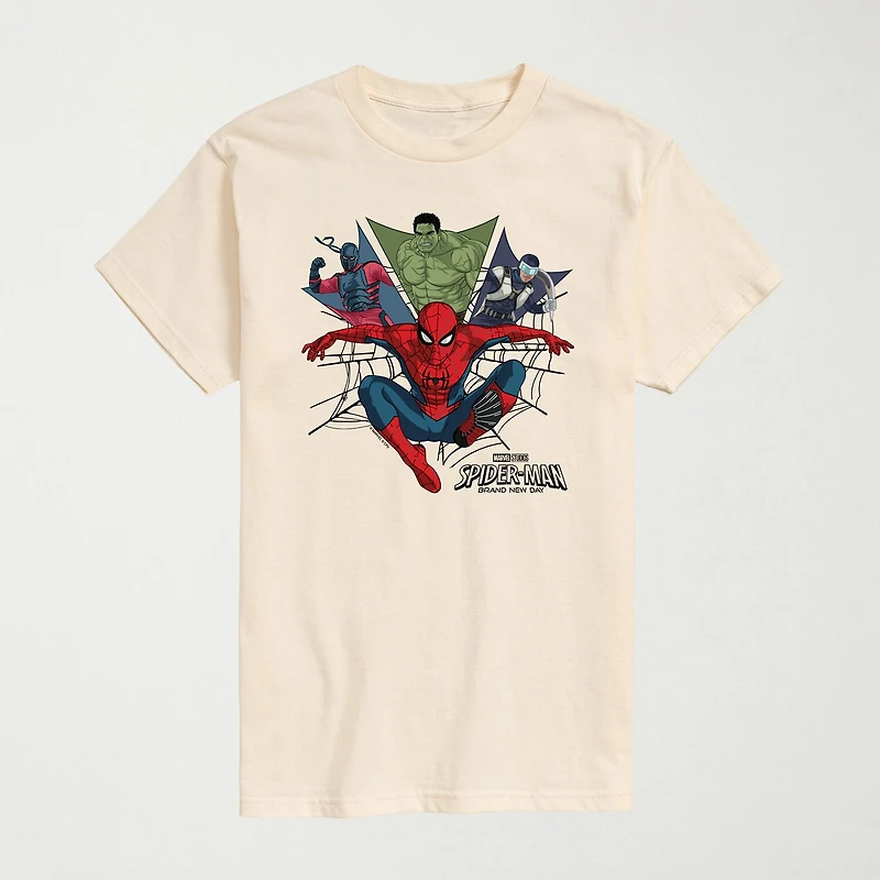 Brand New Day Heroes Mens Crew Neck Short Sleeve Regular Fit Spiderman Big and Tall Graphic T-Shirt