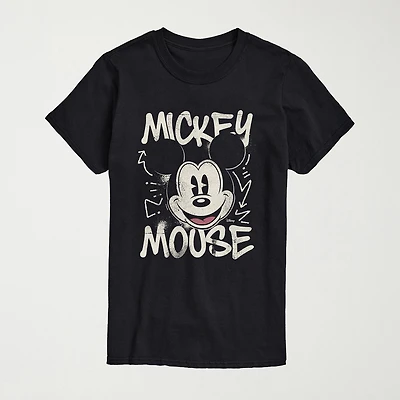 Graffiti Vintage Fade Mens Crew Neck Short Sleeve Regular Fit Mickey Mouse Big and Tall Graphic T-Shirt