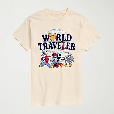 World Traveler Mens Crew Neck Short Sleeve Regular Fit Mickey Mouse Big and Tall Graphic T-Shirt