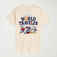 World Traveler Mens Crew Neck Short Sleeve Regular Fit Mickey Mouse Big and Tall Graphic T-Shirt