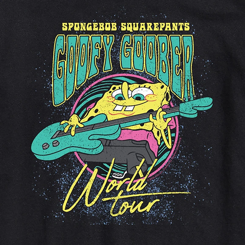 Goofy Goober Tour Mens Crew Neck Short Sleeve Regular Fit Spongebob Big and Tall Graphic T-Shirt