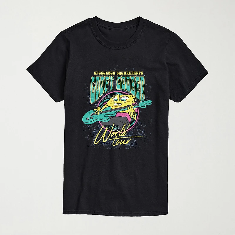 Goofy Goober Tour Mens Crew Neck Short Sleeve Regular Fit Spongebob Big and Tall Graphic T-Shirt