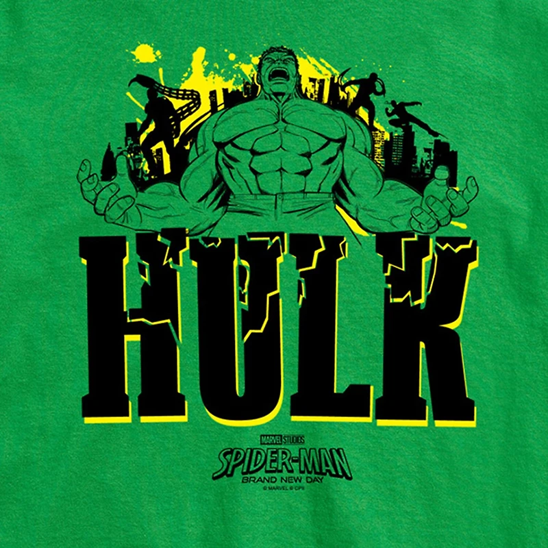 Brand New Day Hulk Mens Crew Neck Short Sleeve Regular Fit Spiderman Big and Tall Graphic T-Shirt