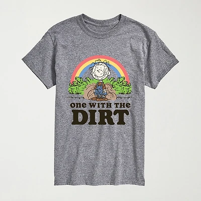 Pigpen One With Dirt Mens Crew Neck Short Sleeve Regular Fit Peanuts Big and Tall Graphic T-Shirt