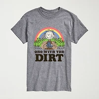Pigpen One With Dirt Mens Crew Neck Short Sleeve Regular Fit Peanuts Big and Tall Graphic T-Shirt