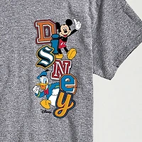 Disney Faux Patch Logo Mens Crew Neck Short Sleeve Regular Fit Mickey and Friends Big Tall Graphic T-Shirt