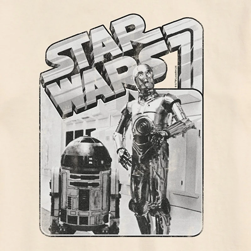 R2d2 and C-3po Mens Crew Neck Short Sleeve Regular Fit Star Wars Big Tall Graphic T-Shirt