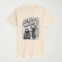 R2d2 and C-3po Mens Crew Neck Short Sleeve Regular Fit Star Wars Big Tall Graphic T-Shirt