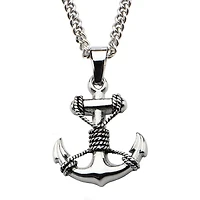 Inox® Mens Stainless Steel Anchor Pendant Necklace