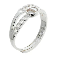 Sparkle Allure Initial Womens 3MM White Mother Of Pearl 14K Gold Over Brass Round Band