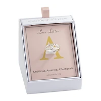 Sparkle Allure Initial Womens 3MM White Mother Of Pearl 14K Gold Over Brass Round Band