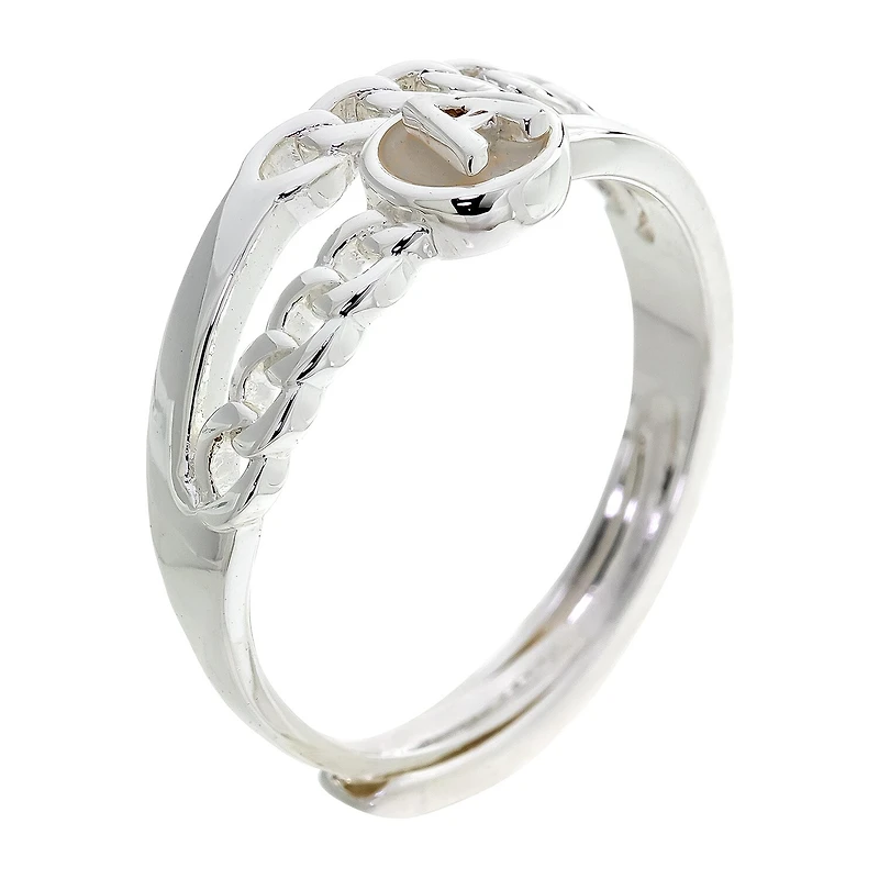 Sparkle Allure Initial Womens 3MM White Mother Of Pearl 14K Gold Over Brass Round Band