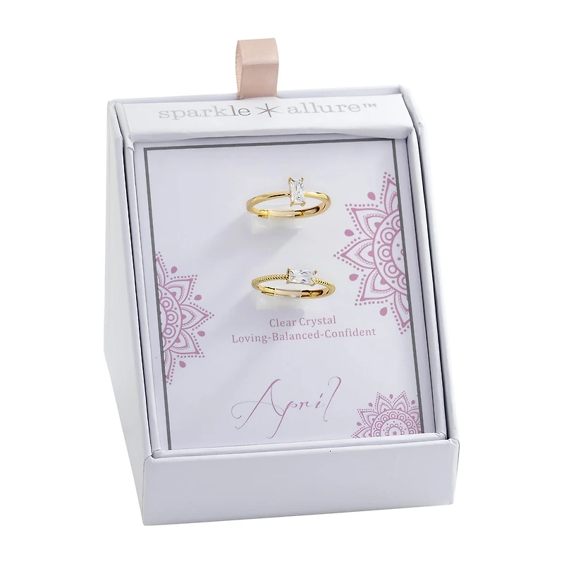 Sparkle Allure Birthstone Womens Red Cubic Zirconia 14K Gold Over Brass Ring Set