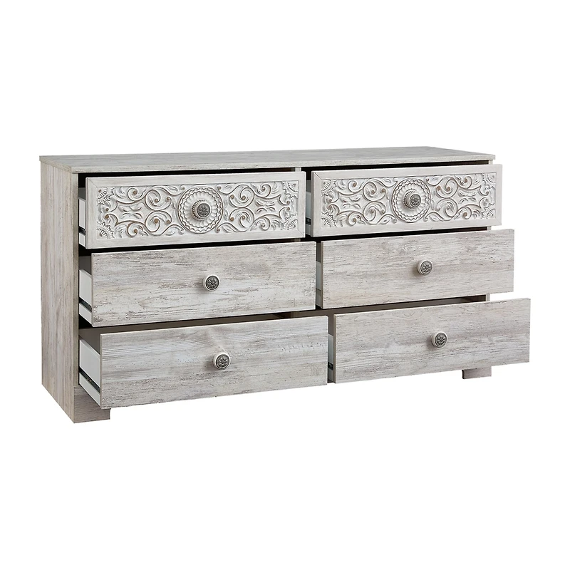 Signature Design by Ashley® Paxberry White Aged Pine 6-Drawer Dresser