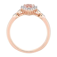 Womens Genuine Pink Morganite 18K Rose Gold Over Silver Heart Cocktail Ring