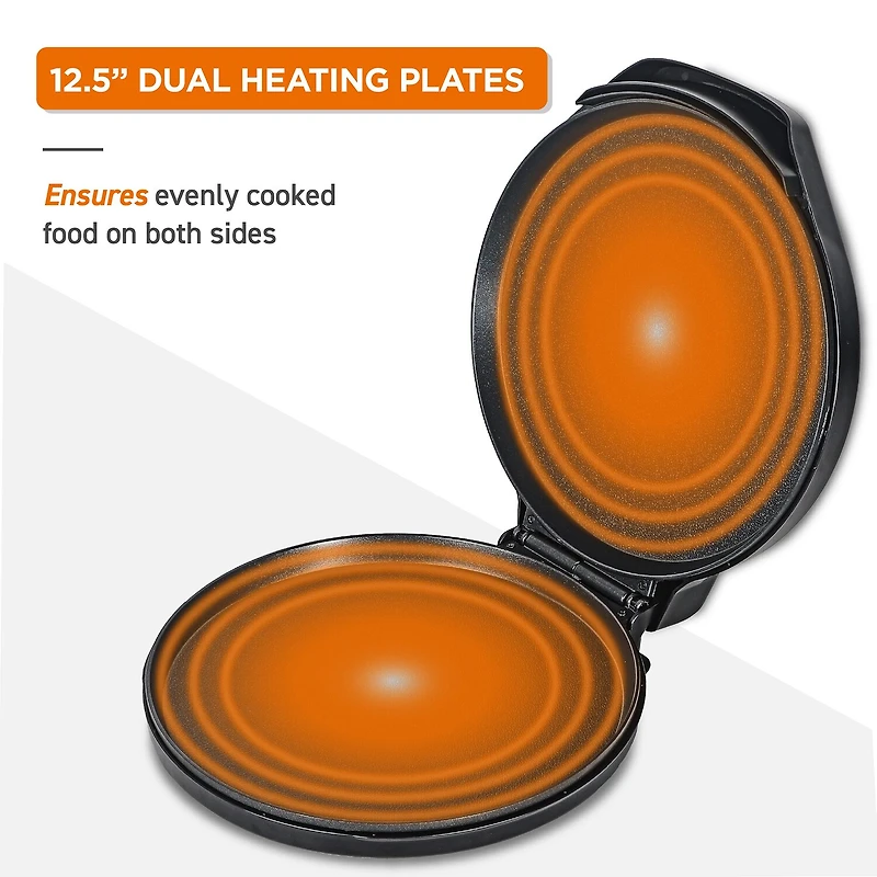 Commercial Chef CHQP12R 12-Inch Pizza Maker 12 Inch Black