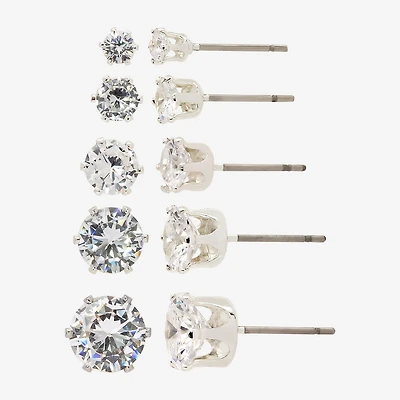 Sparkle Allure Womens Cubic Zirconia Hypoallergenic 5 Pair Earring Set