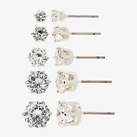 Sparkle Allure Womens Cubic Zirconia Hypoallergenic 5 Pair Earring Set