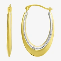Womens 10K Two Tone Gold 14K Gold 25mm Hoop Earrings