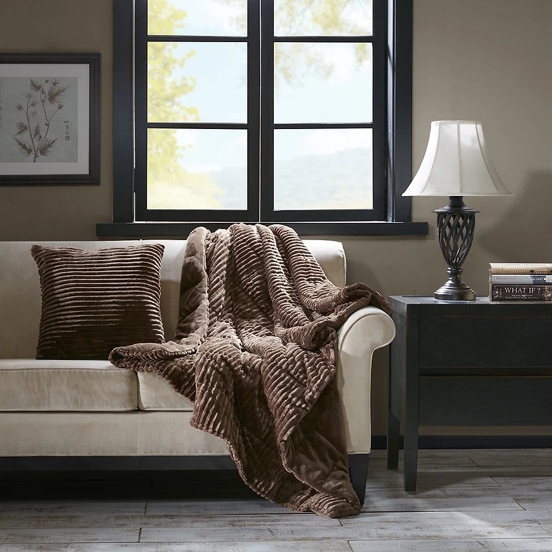 Madison Park Williams Oversized Plush Down Alternative Filled Throw