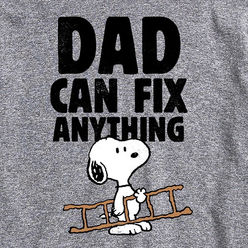 Mens Short Sleeve Peanuts Dad Can Fix Anything Graphic T-Shirt