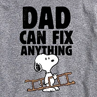 Mens Short Sleeve Peanuts Dad Can Fix Anything Graphic T-Shirt