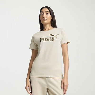 Puma Womens Animal Print Short Sleeve Logo T-Shirt
