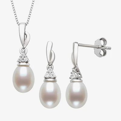 Womens White Cultured Freshwater Pearl 2-pc. Pendant Necklace Set