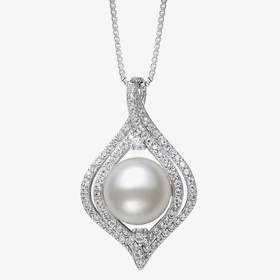 Womens White Cultured Freshwater Pearl Sterling Silver 18 Inch Pendant Necklace