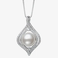 Womens White Cultured Freshwater Pearl Sterling Silver 18 Inch Pendant Necklace