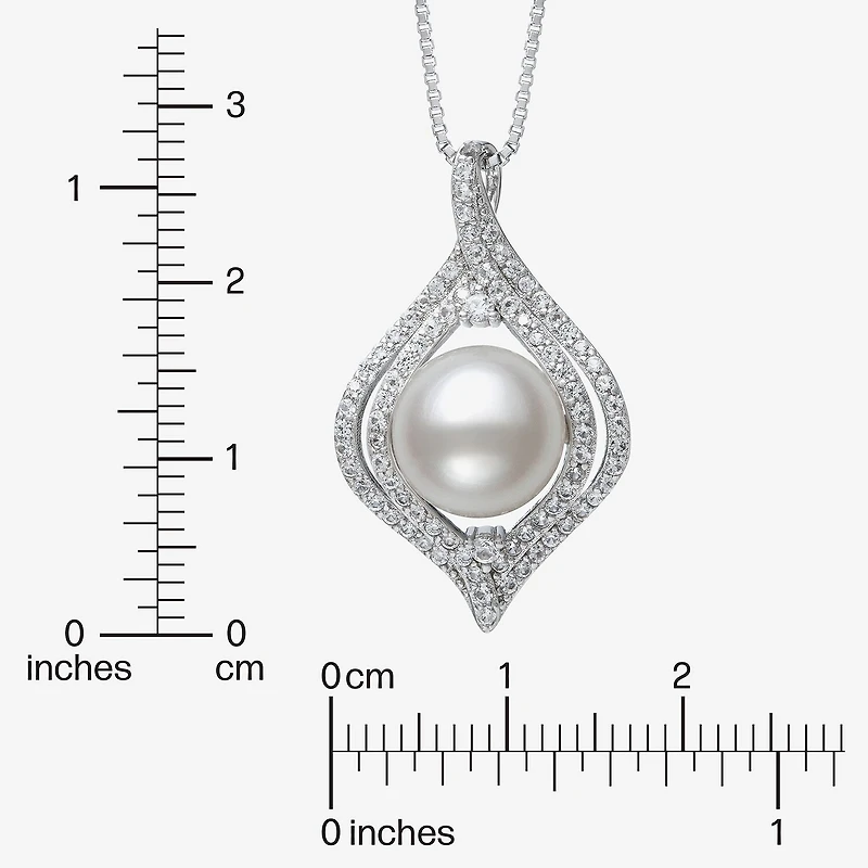 Womens White Cultured Freshwater Pearl Sterling Silver 18 Inch Pendant Necklace
