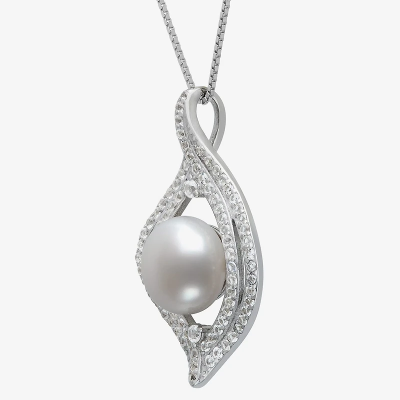 Womens White Cultured Freshwater Pearl Sterling Silver 18 Inch Pendant Necklace