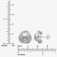 White Cultured Freshwater Pearl Sterling Silver 14mm Stud Earrings