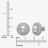 White Cultured Freshwater Pearl Sterling Silver 15mm Round Stud Earrings