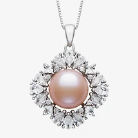Womens Pink Cultured Freshwater Pearl Sterling Silver Round 18 Inch Pendant Necklace